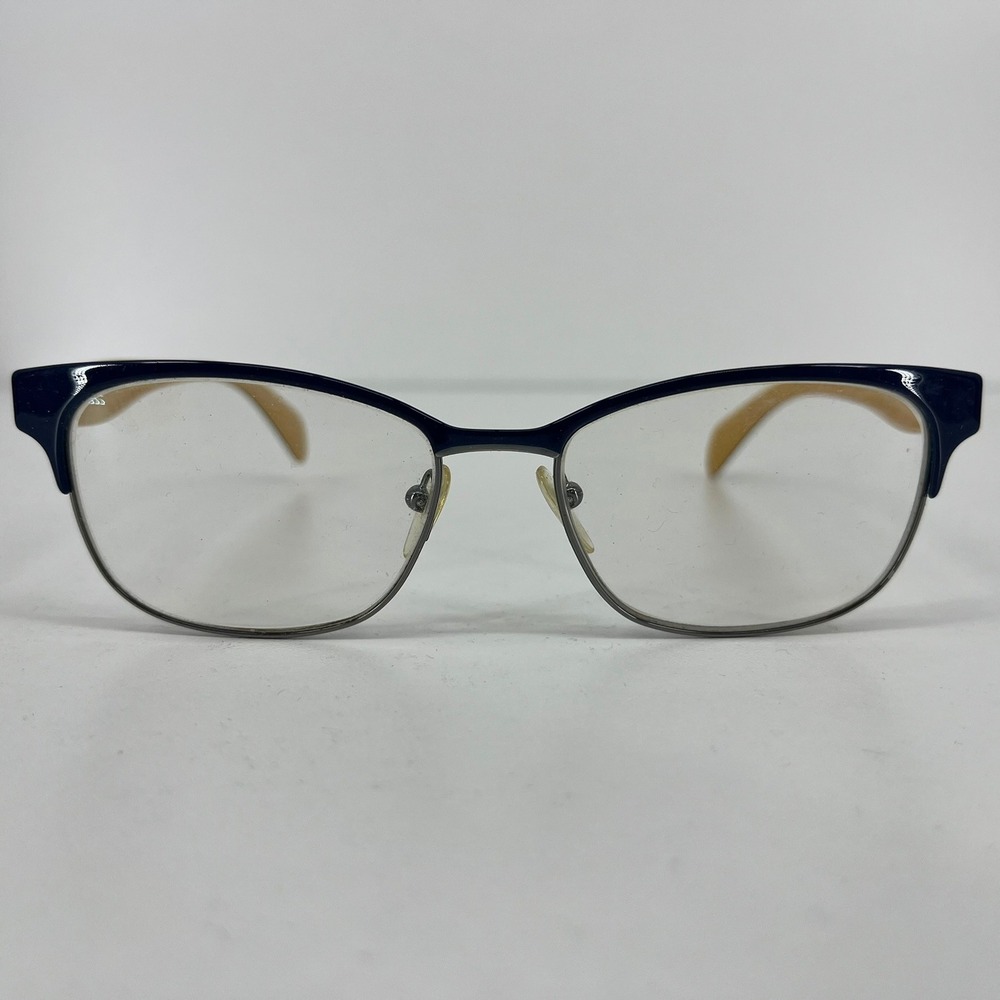 Prada VPR 65R Navy Blue Mustard Yellow Cat Eye Eyeglasses Frames 53-16-140